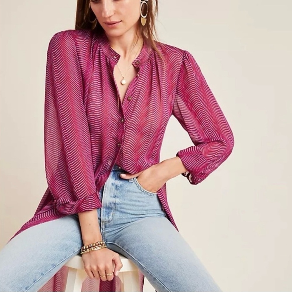 Anthropologie Maeve Imogen Sheer Tunic Size 6